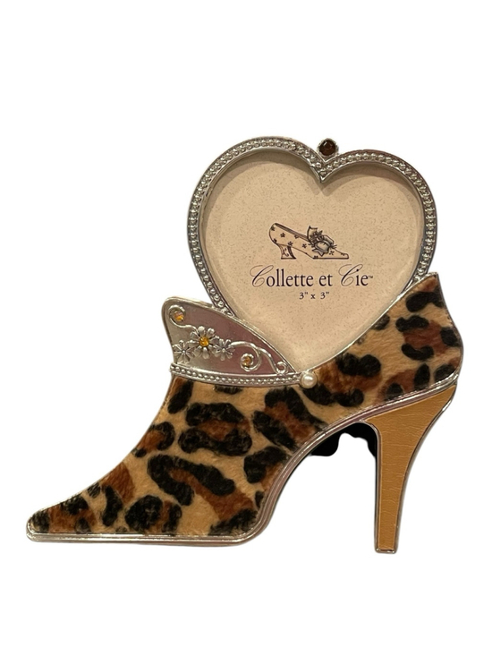 Collette et Cie Other - Collette et Cie Leopard Print High Heel 3" x 3" Picture Frame Rhinestone Heart